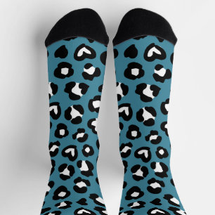 Animal Print, Blue Leopard, Cheetah Spots, Hearts Socks