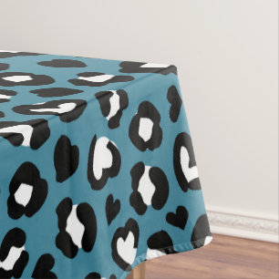 Animal Print, Blue Leopard, Cheetah Spots, Hearts Tablecloth