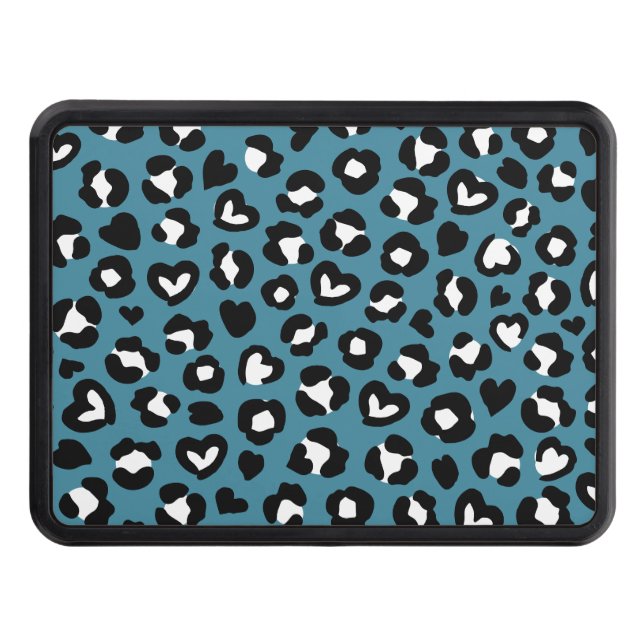 Animal Print, Blue Leopard, Cheetah Spots, Hearts Trailer Hitch Cover (Front)
