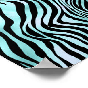 Animal Print Bright Blue Zebra Skin Turquoise