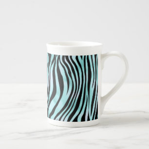 Animal Print Bright Blue Zebra Skin Turquoise Bone China Mug