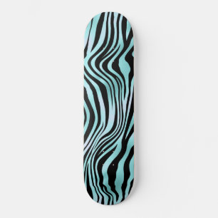 Animal Print Bright Blue Zebra Skin Turquoise Skateboard