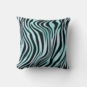 Animal Print Bright Blue Zebra Skin Turquoise Throw Pillow
