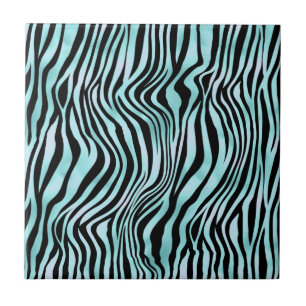Animal Print Bright Blue Zebra Skin Turquoise Tile