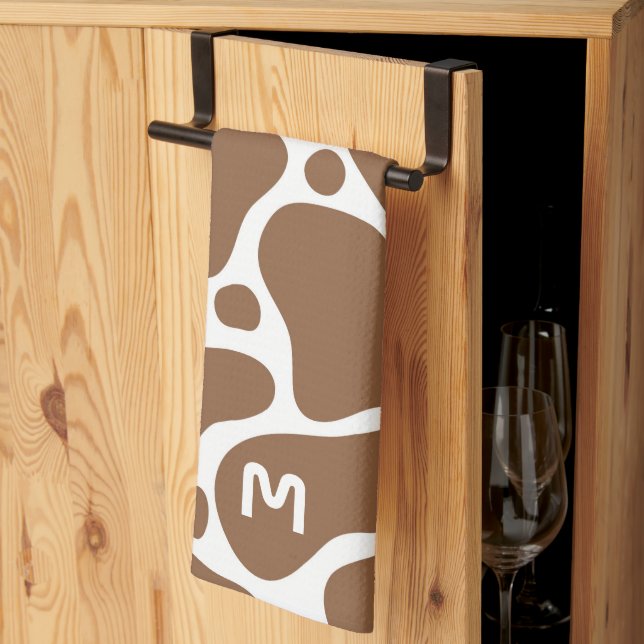 Animal print- brown and white giraffe pattern kitchen towel (Thirds Fold)