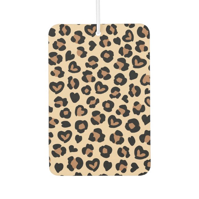 Animal Print, Brown Leopard, Cheetah Spots, Hearts Air Freshener (Front)