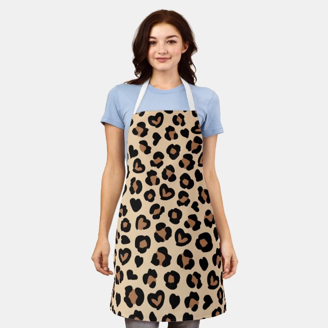 Animal Print, Brown Leopard, Cheetah Spots, Hearts Apron (Worn)