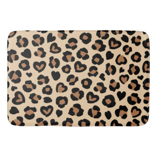 Animal Print, Brown Leopard, Cheetah Spots, Hearts Bath Mat