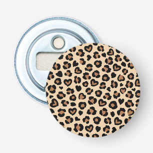 Animal Print, Brown Leopard, Cheetah Spots, Hearts Bottle Opener