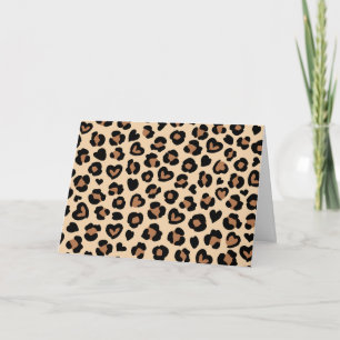 Animal Print, Brown Leopard, Cheetah Spots, Hearts Card