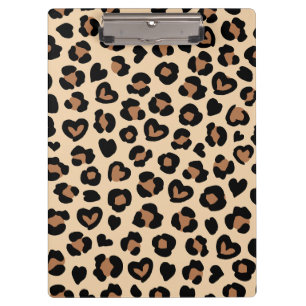 Animal Print, Brown Leopard, Cheetah Spots, Hearts Clipboard