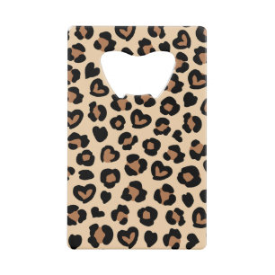 Animal Print, Brown Leopard, Cheetah Spots, Hearts Credit Card Bottle Opener