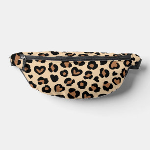 Animal Print, Brown Leopard, Cheetah Spots, Hearts Fanny Pack