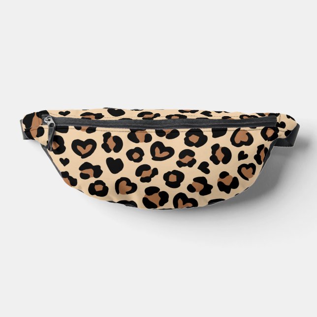 Animal Print, Brown Leopard, Cheetah Spots, Hearts Fanny Pack (Lay Down)