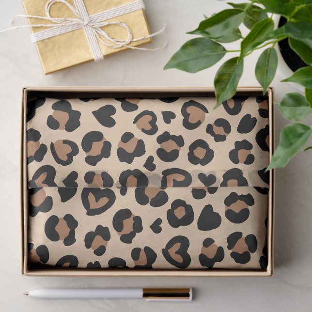Animal Print, Brown Leopard, Cheetah Spots, Hearts Tissue Paper (Gift)