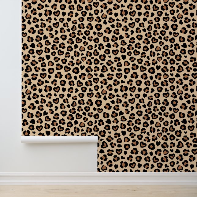 Animal Print, Brown Leopard, Cheetah Spots, Hearts Wallpaper (Application)