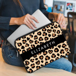 Animal Print, Brown Leopard, Hearts, Your Name Laptop Sleeve<br><div class="desc">Elegant,  stylish and sophisticated pattern with leopard spots and hearts in brown and black colour. Modern and trendy gift,  perfect for the animal print lover in your life. Personalize by adding your name,  nickname,  monogram or initials.</div>