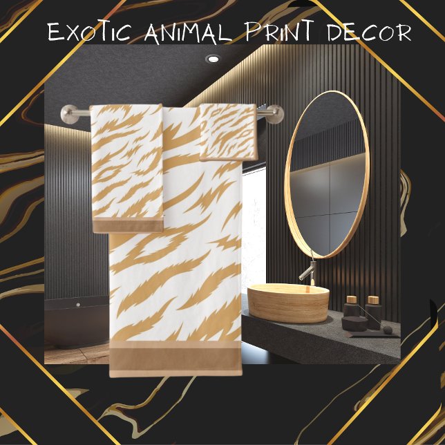 Animal Print Brown White Bath Towel Set (Creator Uploaded)