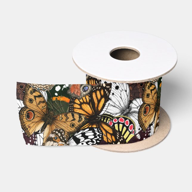 Animal print. Butterfly wings. Satin Ribbon (Spool)