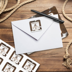 Animal Print Cattle Stampede Brown Birthday Square Sticker