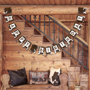 Animal Print Cattle Stampede Brown  Bunting Flags