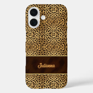 Animal Print Cheetah in Natural Hues with Name iPhone 16 Case