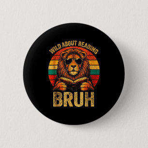 Animal print clothes wild about reading bruh kids 2 inch round button