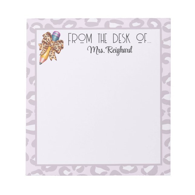 Animal print coquette "From the desk of..." Notepad (Front)