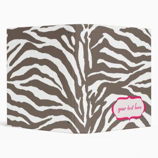 Animal print, dark brown zebra binder