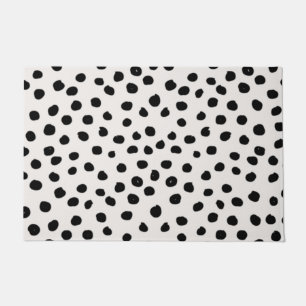 Animal Print Dots Black And White Dalmatian Doormat