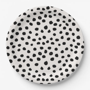 Animal Print Dots Black And White Dalmatian Paper Plate