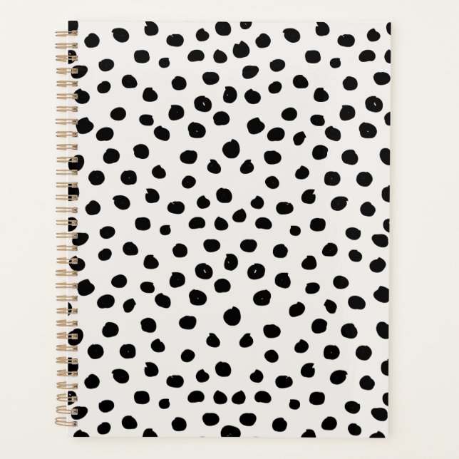 Animal Print Dots Black And White Dalmatian Planner (Front)