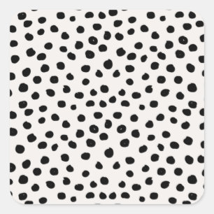 Animal Print Dots Black And White Dalmatian Square Sticker