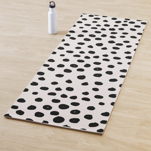 Animal Print Dots Black And White Dalmatian Yoga Mat (In Situ)