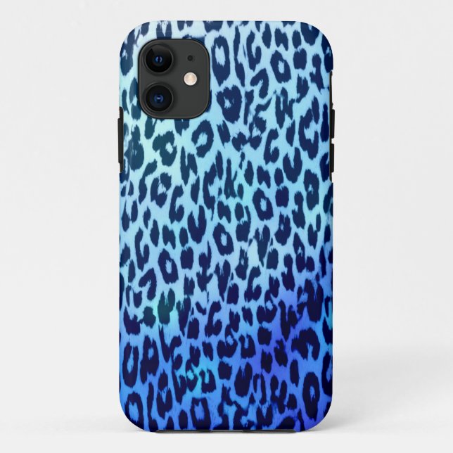 Animal print fur skin of leopard blue Case-Mate iPhone case (Back)