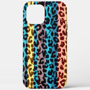 Animal print fur skin of leopard colourful stripes iPhone 12 pro max case