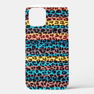 Animal print fur skin of leopard colourful stripes iPhone 12 pro case