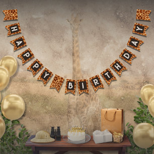 Animal Print Giraffe Birthday Bunting Banner