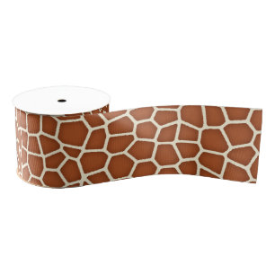 Animal Print, Giraffe in Shades of Copper Brown Grosgrain Ribbon