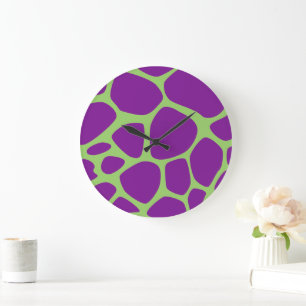 Animal Print (Giraffe Pattern) - Purple Green Large Clock