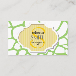 Animal Print (Giraffe Pattern) - White Green Business Card