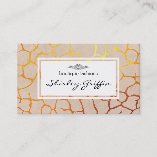 Animal Print (Gold) | Beige Business Card (Front)