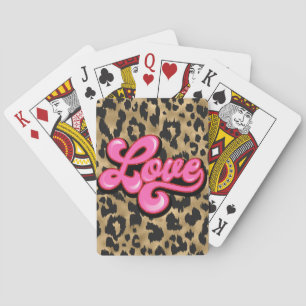 Animal Print Gold Love  Playing Cards