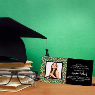 Animal Print Graduation Photo Cards [Teal]