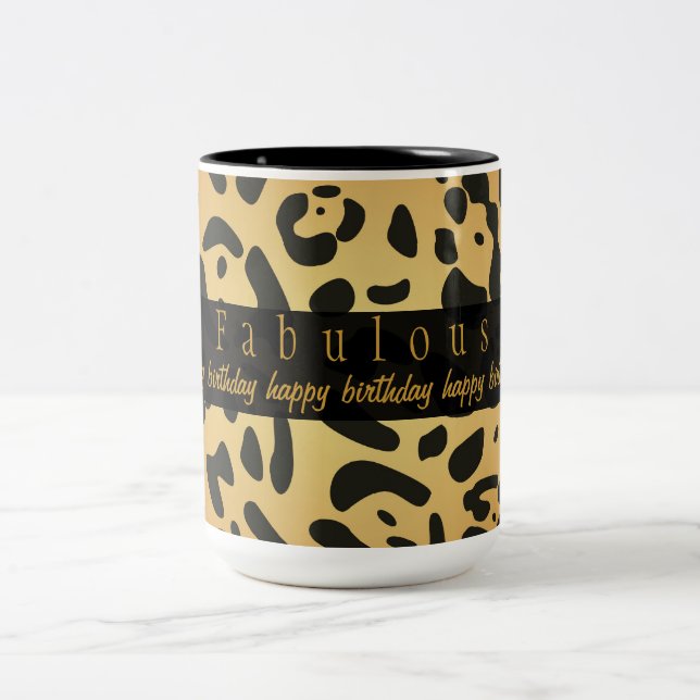 Animal Print Happy 50th Birthday Mug (Center)
