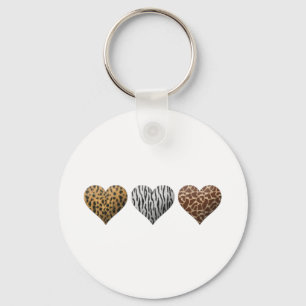 Animal Print Hearts Keychain