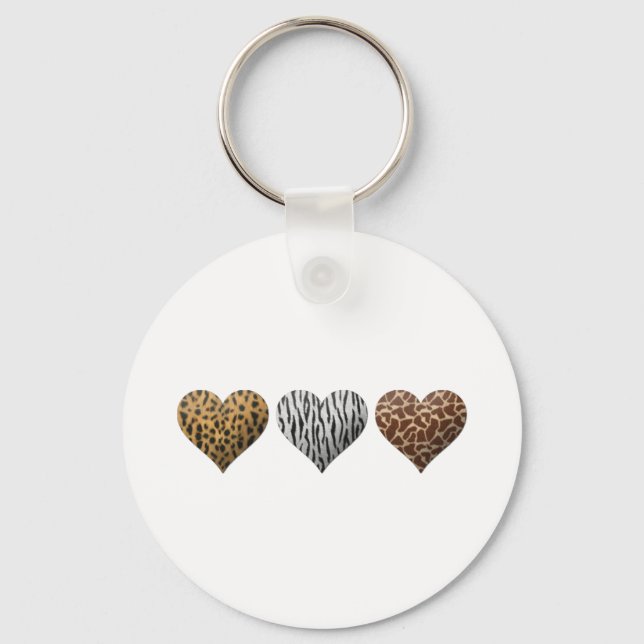 Animal Print Hearts Keychain (Front)