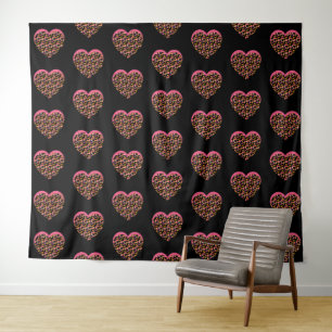 Animal Print Hearts Pattern Tapestry