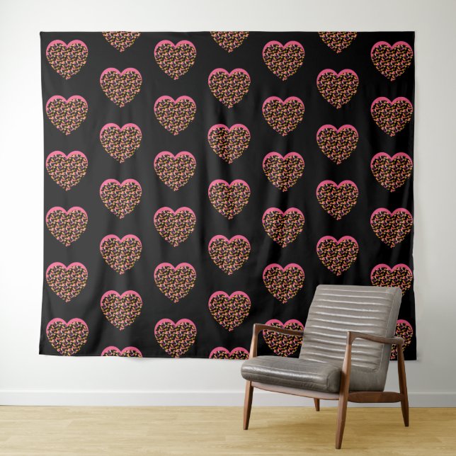 Animal Print Hearts Pattern  Tapestry (In Situ (Horizontal))