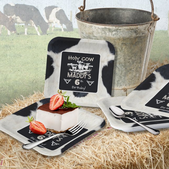 Animal Print Holy Cow Birthday Paper Plate (Creator Uploaded)